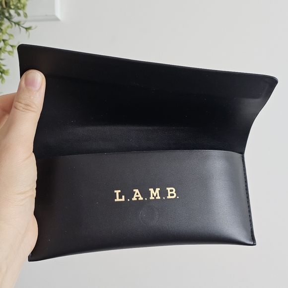 L.A.M.B. Black Leather Sunglasses Case Gwen Stefani Logo Designer Eyewear Holder